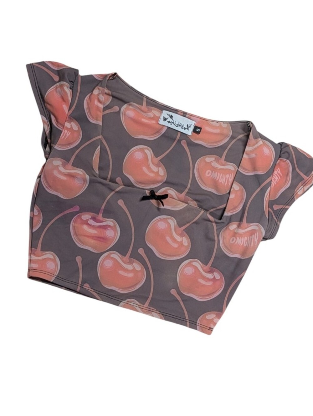 Oh Mighty Cherry Crop Top Size Small